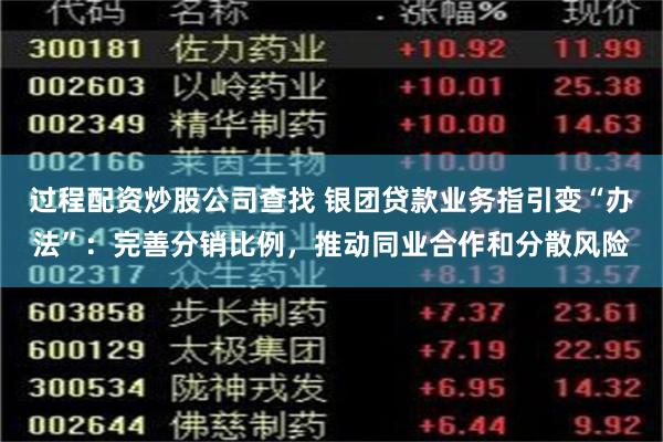 过程配资炒股公司查找 银团贷款业务指引变“办法”：完善分销比例，推动同业合作和分散风险